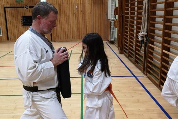 Der øves slag i taekwondoklubben Hwa Rang Aarhus
